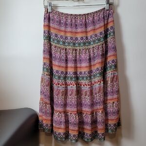 George Purple Tiered Midi Skirt Boho Resort Wear